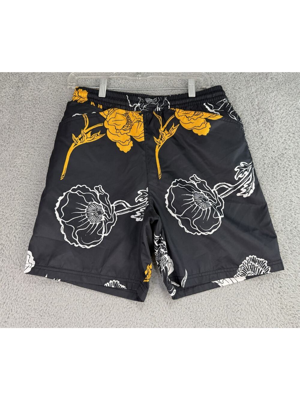Nike SB Floral Board Shorts Mens Small Black Yellow Swim Skate Trunks
